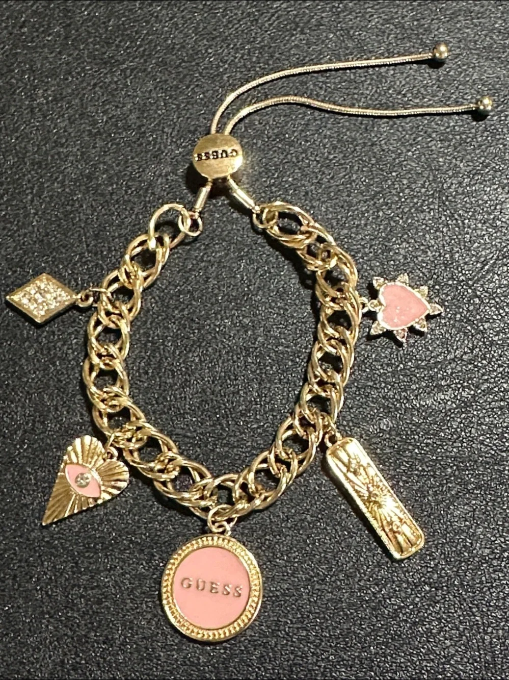 Guess Vintage Enamel & Crystals Celestial & Talisman Charm Bracelet